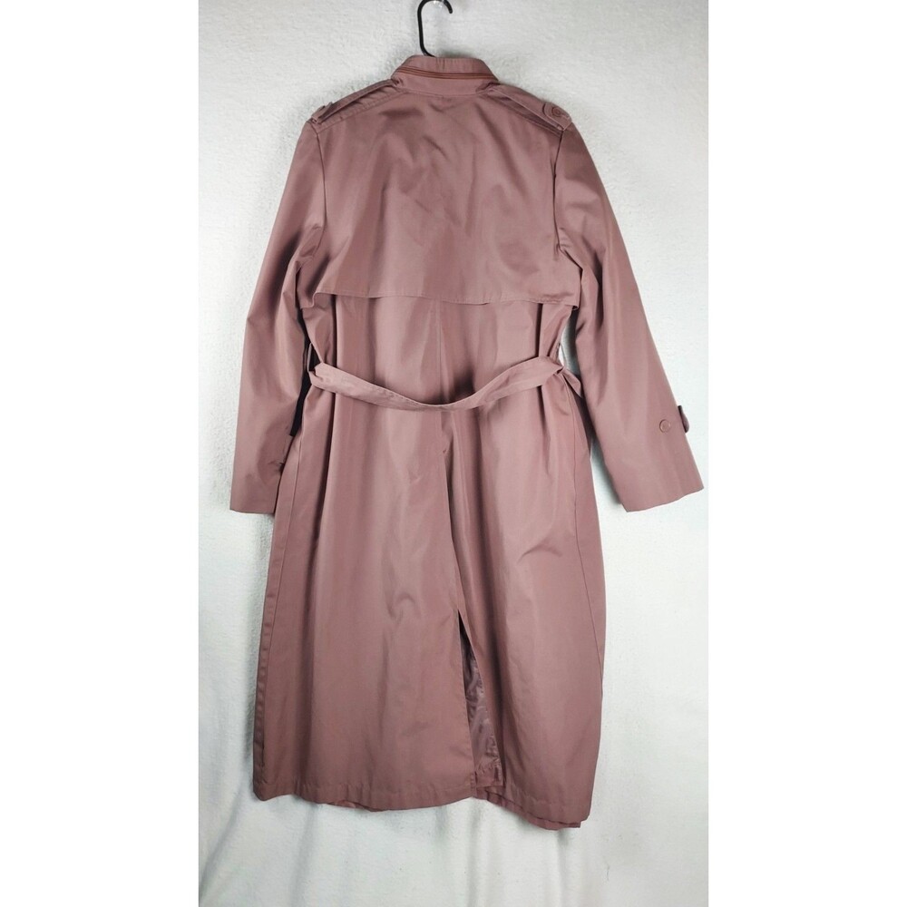 A.M. Creations Women’s Mauve Trench Coat Size 15/16 Made in Korea Belted - Picture 2 of 10